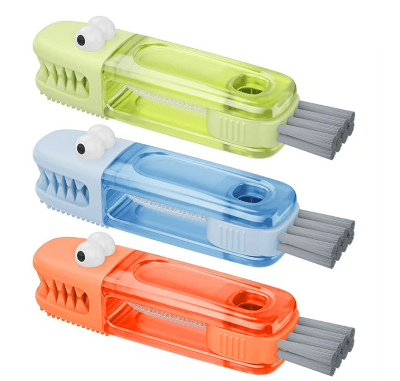 โจ3-in-1 Crocodile Brush ๐ Deep Cleaning for Narrow Cup Lids & Tableware Gaps ๐งผ