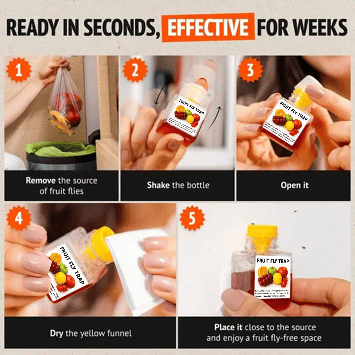 🏆Flash Sale⚡ 50K+ SOLD! Almost Gone-💥Fruit Fly Trap - Environmentally Responsible Fruit Fly Killer  - Up to 3 Weeks per Bottle,Best Gifts