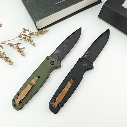 4300BK-02 CLA Utility Button Lock Folding Knife D2 Battlewash Blade G10 Handle