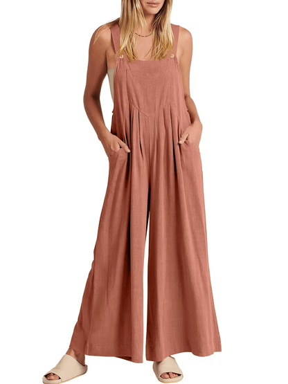 ✨Sleeveless Wide Leg Jumpsuit with Pockets