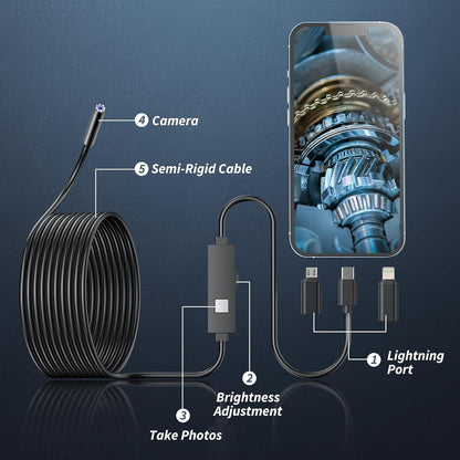 🔎 Plug-and-Play Endoscope Camera – Compatible with Android & iPhone & ipad for Direct Connection