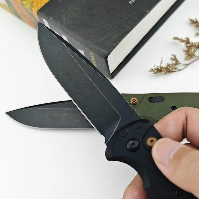 4300BK-02 CLA Utility Button Lock Folding Knife D2 Battlewash Blade G10 Handle