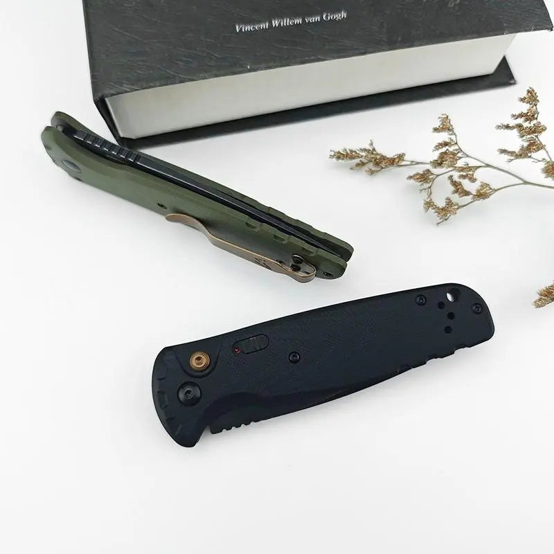4300BK-02 CLA Utility Button Lock Folding Knife D2 Battlewash Blade G10 Handle
