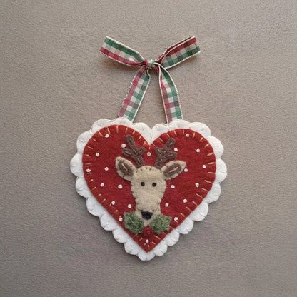 Pre-Cut Wool Blend Felt Holiday Hearts Ornament Kit