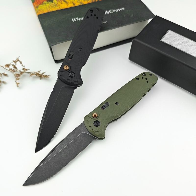 4300BK-02 CLA Utility Button Lock Folding Knife D2 Battlewash Blade G10 Handle