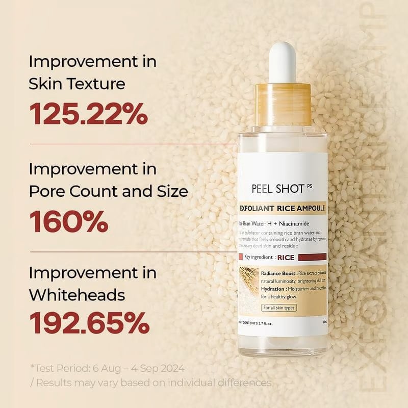 Peel Shot Glow Rice Ampoule Duo - Serums for Brightening, Exfoliating, and Moisturizing🌾