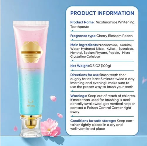 ✨ Achieve a Radiant Smile - 🦷 Niacinamide Whitening Toothpaste - For Healthier, Whiter Teeth!