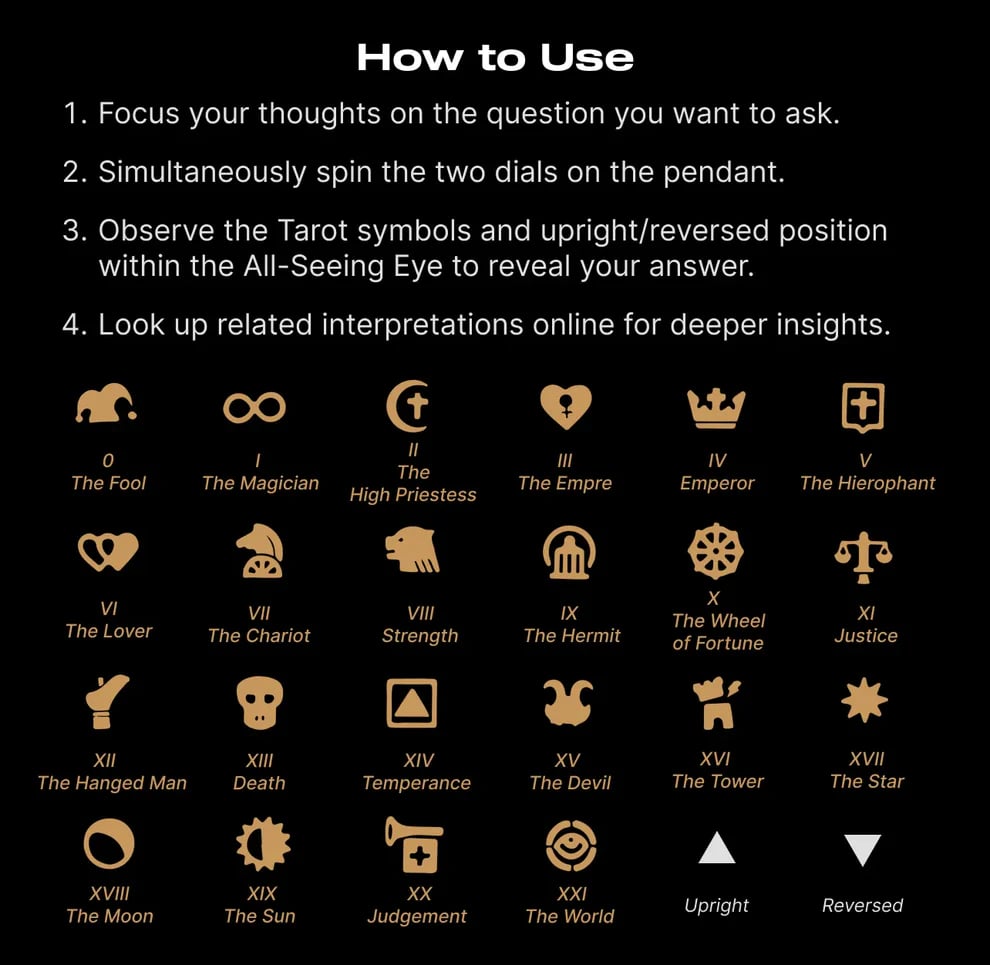 👁️‍🗨️Handmade Tarot Vision Pendant: Connect to Cosmic Wisdom Anytime(Cheat Sheet Included)