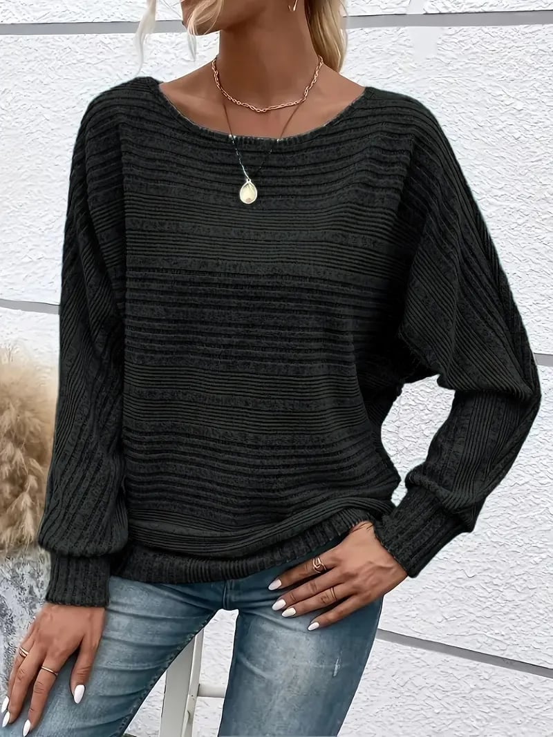 ⏰Women's Soft Solid Batwing Sleeve Pullover Long Sleeve Top